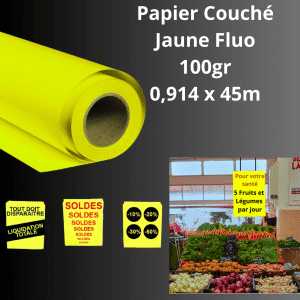 Papier Couché Jaune Fluo 100gr 0,914 x 45m