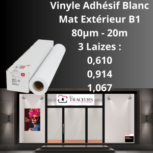 Vinyle Adhésif Blanc Mat Extérieur B1 80µm 20m - IJM538